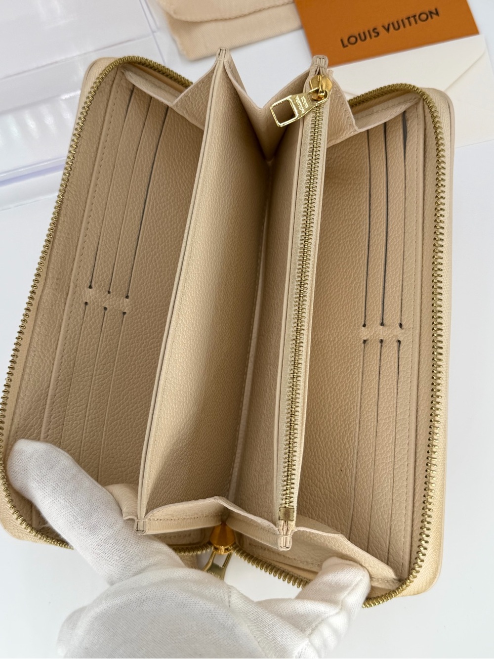 LV Cream & Pink Giant Empriente Monogram Zippy Wallet Full Set w/Entrupy COA - Picture 4 of 12